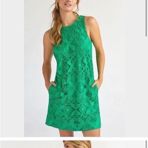 Anthropologie Green Lace Sleeveless Dress